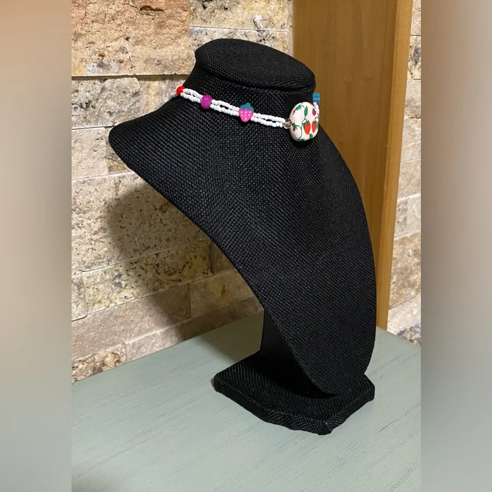 🍓🎀Cottagecore Pastel Strawberry Choker - Picture 3 of 3